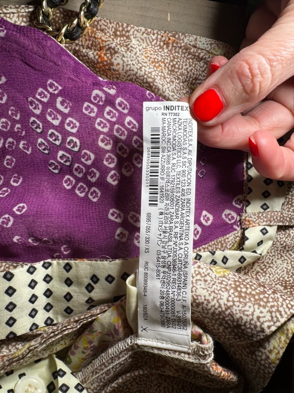 Zara Patchwork Straight-Leg Pants in Purple and Beige - Picture 7 of 11